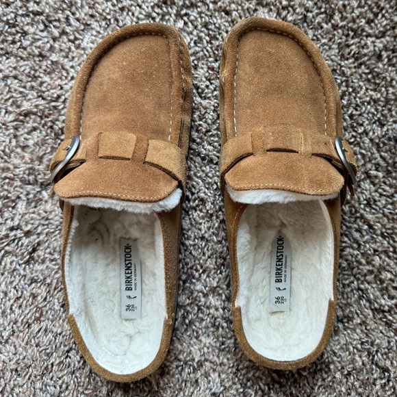Birkenstock Buckley Shearling Suede Leather - Dark Tea - Picture 1 of 3
